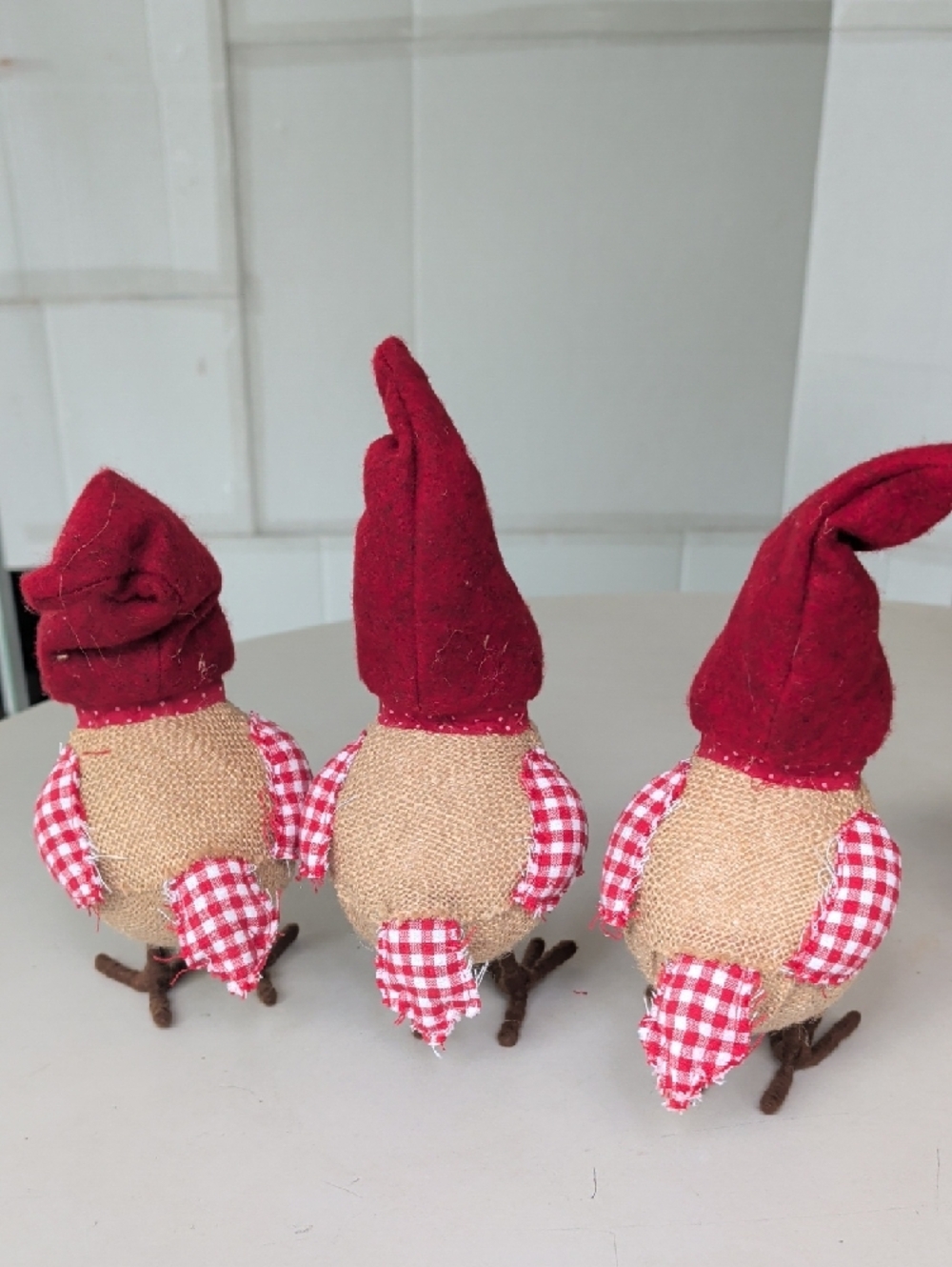 Festive Red Burlap Bird Holiday Decor Set of 4 Christmas Holiday Adorable Unique - Picture 5 of 6